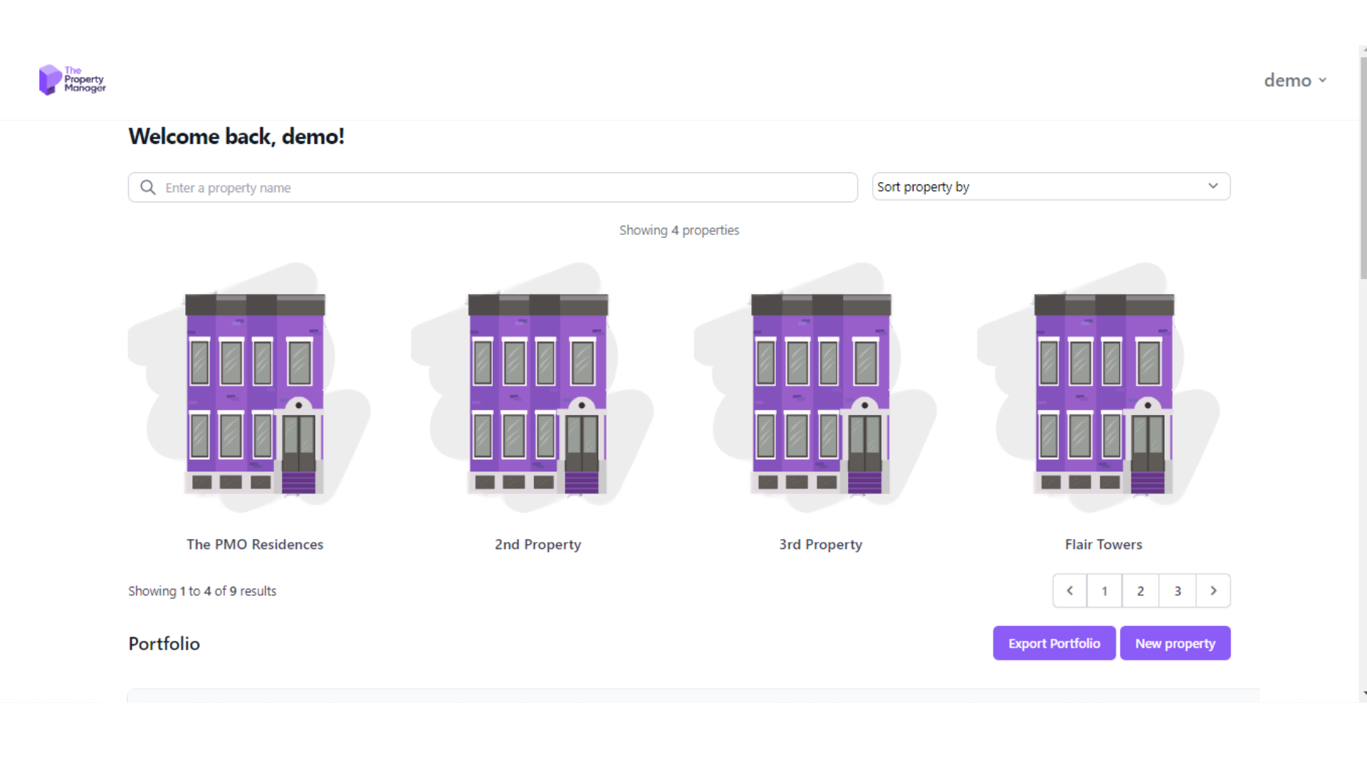 portfolio page showing 4 buildings